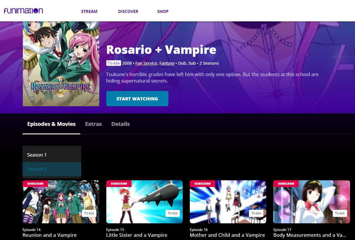watch Rosario to Vampire on Funimation